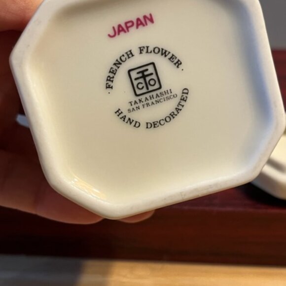 Vintage Porcelain Takahashi French Flower Hand decorated yellow flowers - Picture 5 of 5